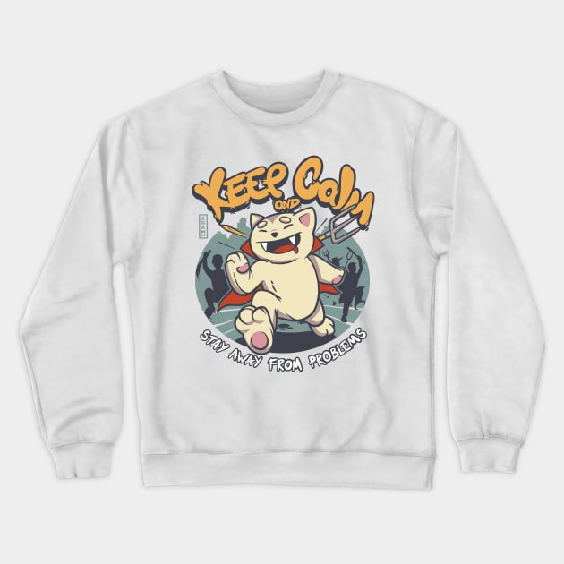 Keep Calm - Vampire Cat Crewneck Sweatshirt by AGAMUS